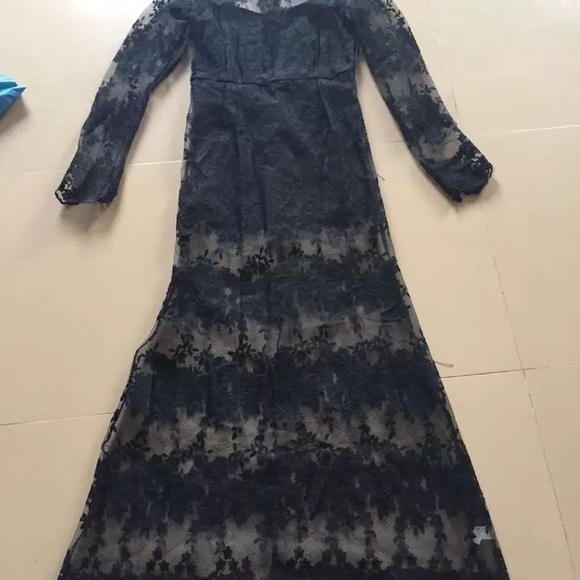 Black open back lace maxi DRC129 - Picture 4 of 6